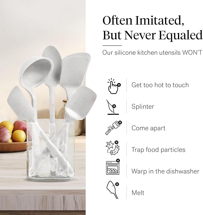 GIR: Get It Right 5-Piece Silicone Essentials Kitchen Utensils Set - Ladle, Spatula, Flip, Spoon & Spoonula - Non-Toxic Cooking Utensils for Nonstick Cookware, Cooking and Baking - Party Confetti
