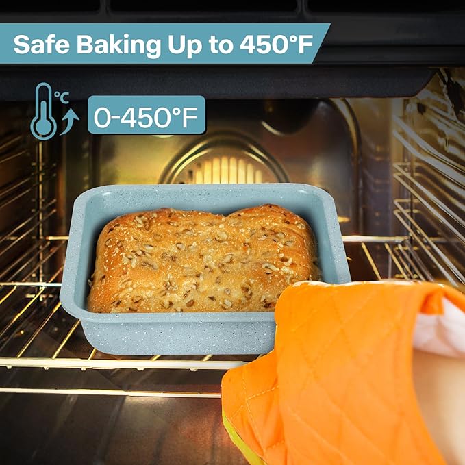2-Pack 8 inch Square Baking Pan, Non-Stick Square Cake Pan for Cakes Lasagna Brownies, 8x8 Baking Pan, Even Heating, Easy to Clean, Light Blue