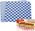 PATIKIL 7.1" x 7.1" Waxed Paper Sheets, 100Pcs Square Pattern Oil-absorbing Dry Food Wrapping Paper for Bakery Coffee Shop Home Baking Kitchen DIY, Blue