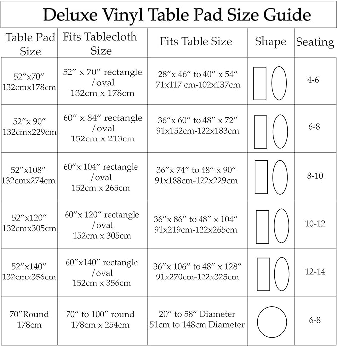 Home Bargains Plus Quilted Heavy Duty Table Pad Protector with Flannel Backing, Cut to Fit, Heat Resistant, Wipe Clean, Protects Table from Spills and Scratches, White, 52” x 108” Rectangle