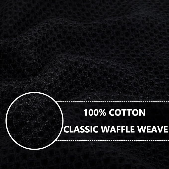 Homaxy 100% Cotton Oversized Waffle Weave Kitchen Dish Towels, Ultra Soft Absorbent Quick Drying Cleaning Towel, 20 x 28 Inches, 4-Pack, Black
