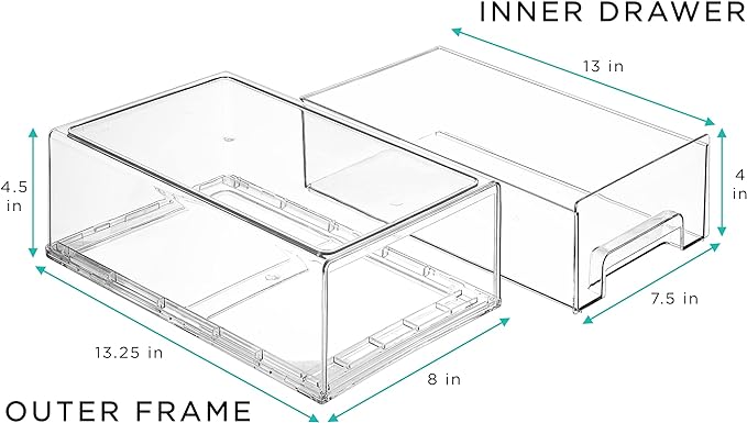 Sorbus Medium Clear Storage Drawers (4 Pack)