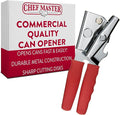 Chef-Master Commercial Can Opener, Multi-Purpose Can-Opener Manual, Easy Turn Anti-slip Grip Knobs, Sharp Cutting Discs, Manual Handheld With Soft Handle for Large Cans & Kitchen Use -90226