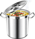 Large Stock Pot-20QT Stainless Steel Stockpot with Lid, Heavy Duty Tri-Ply Bottom Commercial Grade Stock Pot & Stockpots for Boiling Cooking Soup Stew Canning Cooking Pots,Big Stockpot, Deep Cookware