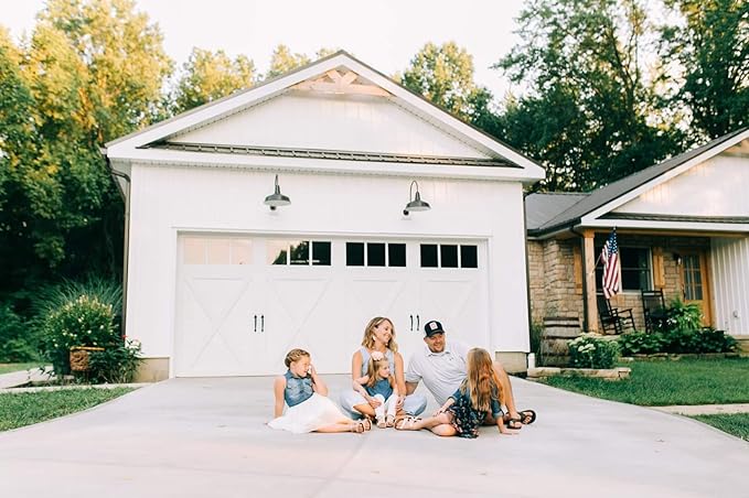 Steel Lighting Co. Gardena Barn Light | Outdoor Wall Mounted | 16" Dome | Upward Sloping Gooseneck | Farmhouse Light Made in America | Modern Gray Exterior/Brass Interior