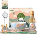 Clay&Fire Matcha Whisk Set，9 Pcs Ceramic Matcha Set, 15 OZ Matcha Bowl with Spout and Whisk，Matcha Kit for Friend, Ideal Gift for Matcha Lover（Cherry）