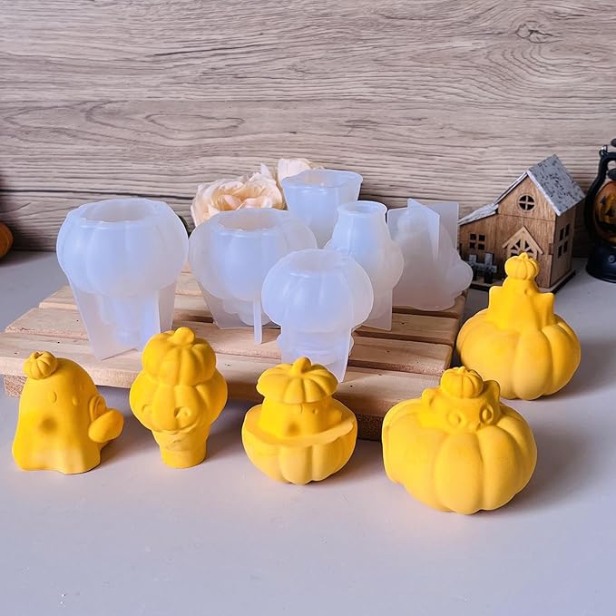2Pcs Halloween Resin Silicone Mold, Ghost Pumpkin Epoxy Silicone Molds for Resin Casting, Party Autumn Decor (Halloween B)