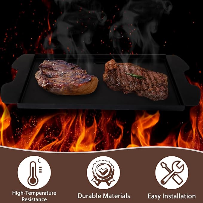 7034 Cast Iron Griddle Plate with Carry Bag for Weber Traveler Grills 9010001 9020001，Upgrade Flat Top Griddle Replacement Part for 9030001 9013001 9011701 Weber Traveler Portable Gas Grills,Black