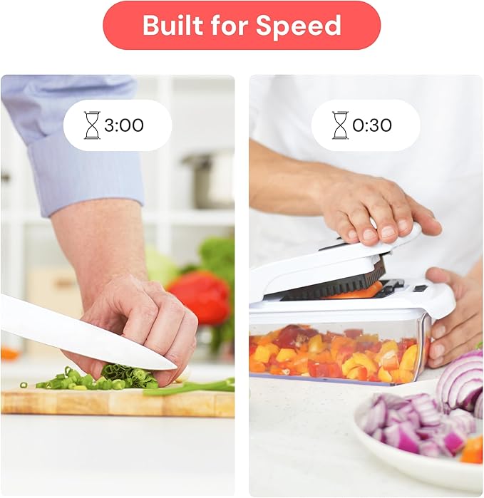 Fullstar The Original Pro Chopper - Vegetable Chopper and Spiralizer, Food Chopper with Container, Fruit Slicer, Kitchen Gadgets & Accessories, Home Essentials (8 in 1, White)