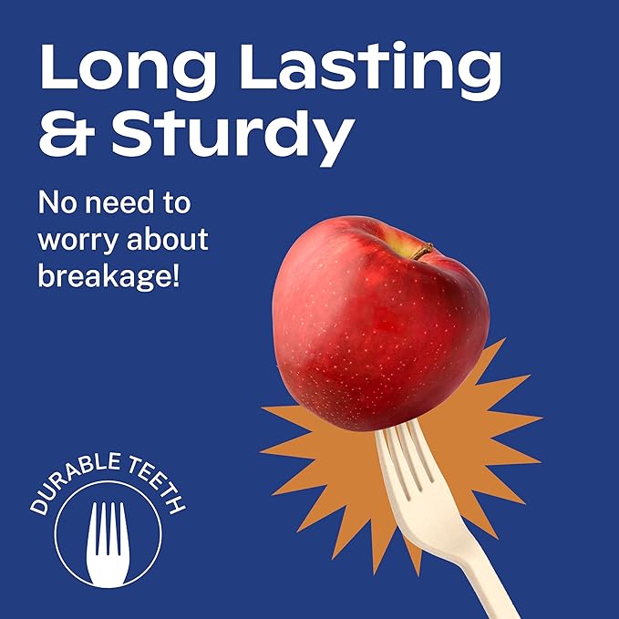 CORAL Light Brown 100% Compostable Knives - 120 Heavy Duty No Plastic Knives (7.0 inch) - Break Resistant with Smooth Edges, Ocean Friendly Alternative to Plastic Silverware - Biodegradable & Disposable Knives