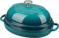 Enameled Oval Cast Iron Dutch Oven Pot with Lid, Bread Dutch Oven for Sourdough Bread Baking, 6QT, Darkcyan