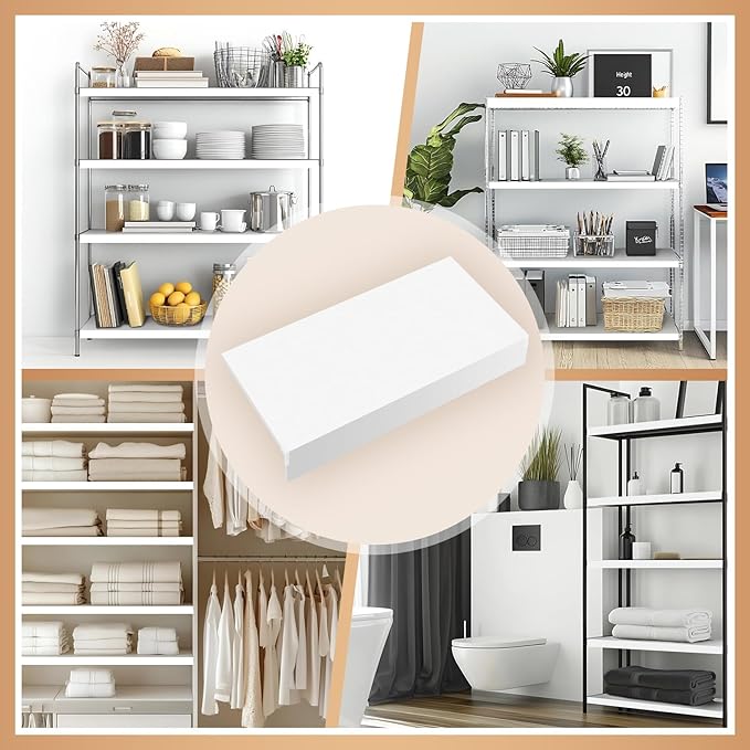 5 Pcs Wire Rack Covers 16x9x2.5 inch PVC Pantry Shelf Cover 0.31 inch Thick Removable Closet Wire Rack Shelf Covers,Decoration Kitchen Bathroom Office Shelving (Light Luxury White,16x9x2.5inch)
