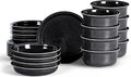 Stone Lain Slate 24-Piece Dinnerware Set Stoneware, Plates and Bowls Set, Dishwasher and Microwave Safe, Dish Set for 8, Black