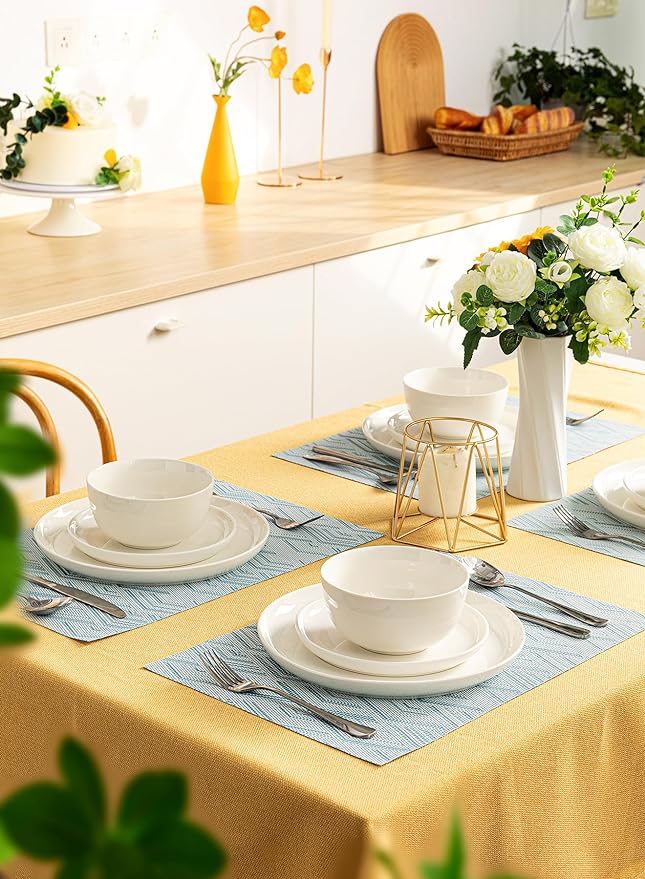 Sweese 20 Oz Porcelain Bowls Set of 6 - Durable for Cereal, Soup, Rice, Pasta, Salad, Oatmeal - Microwave Dishwasher Safe, White