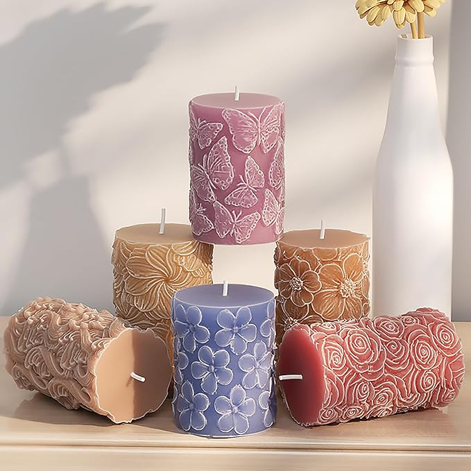 Flower Petal Cylinder Candle Mold - Resin Casting Silicone Molds for Home Decor & Candle Making Wave Spiral Mold