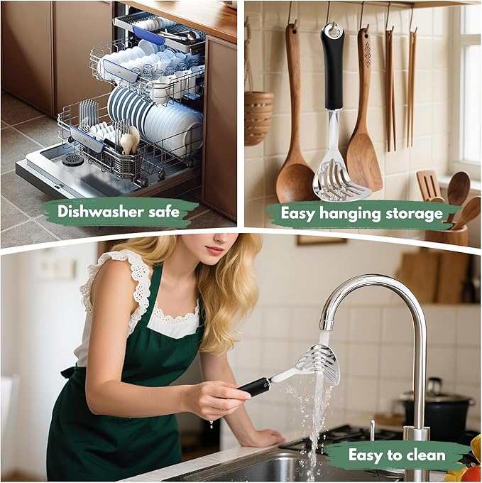 Potato Masher Stainless Steel Heavy Duty Mashed Potato Masher Kitchen Tool for Mashed Potatoes, Bean,Vegetable,Fruits, Avocados, Meat,Dishwasher Safe, 10 Inch