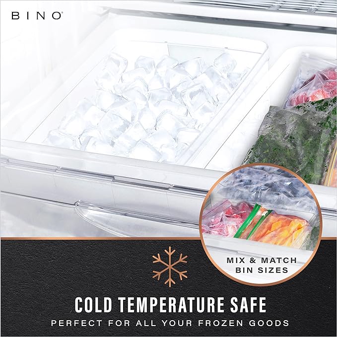 BINO | Plastic Storage Bins, Square - 3 Pack | THE LUCID COLLECTION | Multi-Use Bins | Built-In Handles | BPA-Free | Clear Containers | Fridge Organizer | Pantry & Home Organization