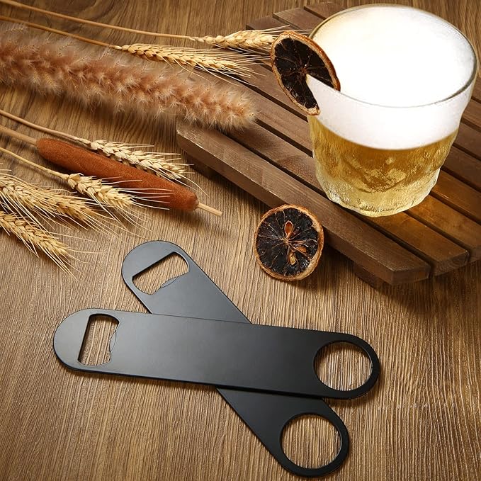 QTLCOHD 20 Pack Flat Bottle Opener 7 Inch Stainless Steel Bottle Openers Bulk Black Beer Bottle Opener Bartender for Kitchen Bar or Restaurant