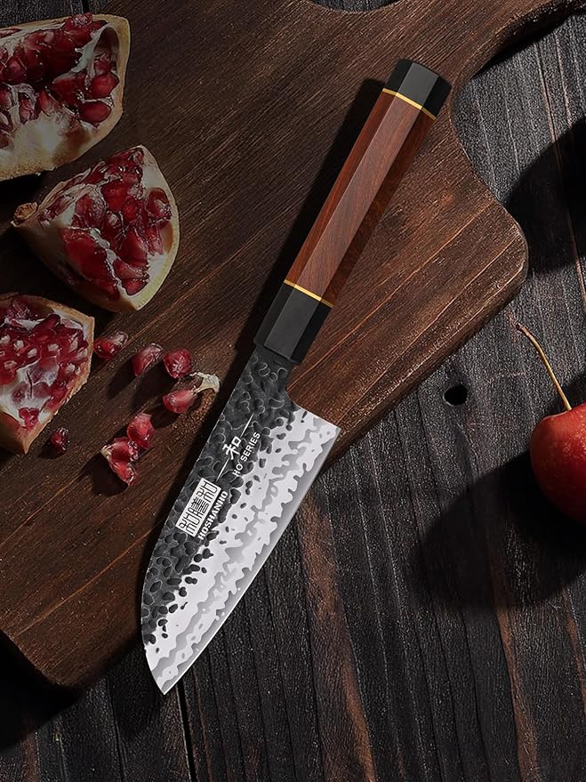 HOSHANHO Santoku Knife 5 Inch, Professional Japanese High Carbon Steel Chef's Knife, Ultra Sharp Kitchen Knife with Octagonal Rosewood Handle