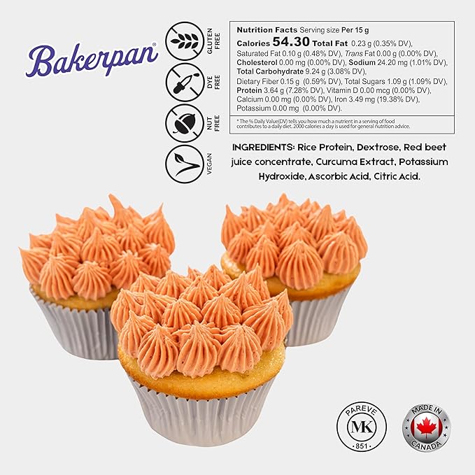 Bakerpan Red Oil-Based Natural Food Coloring Powder for Baking - 30 g - Plant-Based, Dye-Free Coloring for Buttercream Frosting, Chocolate, Candy Color, Icing, Cakes