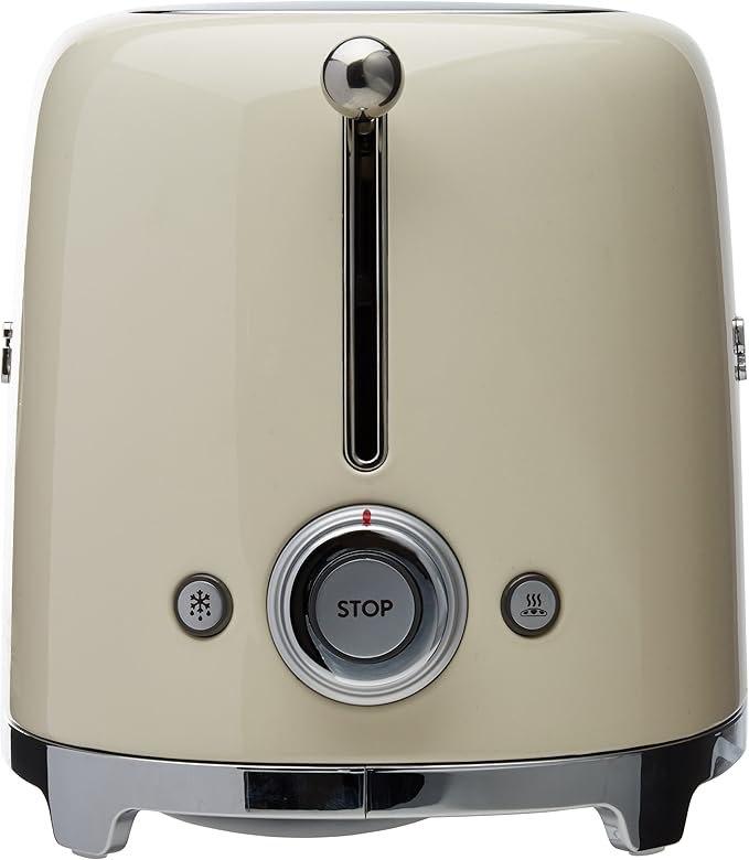 Smeg 50's Style Retro Aesthetic 4 Slice Toaster 6 Presets with 2 Extra Wide Slots, Cream