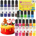 Oil Based Food Coloring for Chocolate - 16 Colors Concentrated Oil Food Dye, Food Grade Dye Set for Melting Chocolate, Candy Melts, Icing Frosting, Fondant, Christmas Cake Decorating, Baking, Cookies - 0.35 Fl.Oz/Bottles