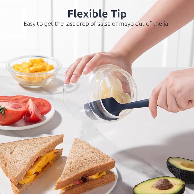 U-Taste Small Mini Silicone Spatula: 9×2inch 600ºF Heat-Resistant Food-Grade Jar Scraper for Kitchen Use, Non-Stick Seamless Flexible Baking Utensil for Mixing, Scraping Jam in Bowl (Midnight Blue)