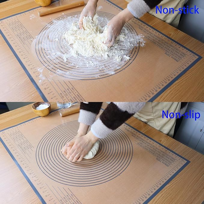 Silicone Pastry Mat 34 X 26 Inch - Nonstick Baking Mat Perfect for Dough, Pastry, Pie Crust, Fondant, Bread, Cookies, Pasta, Pizza