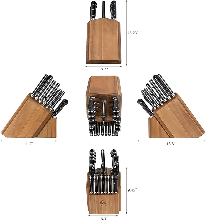 Cangshan V2 Series 1024128 German Steel Forged 23-Piece Knife Block Set, Acacia