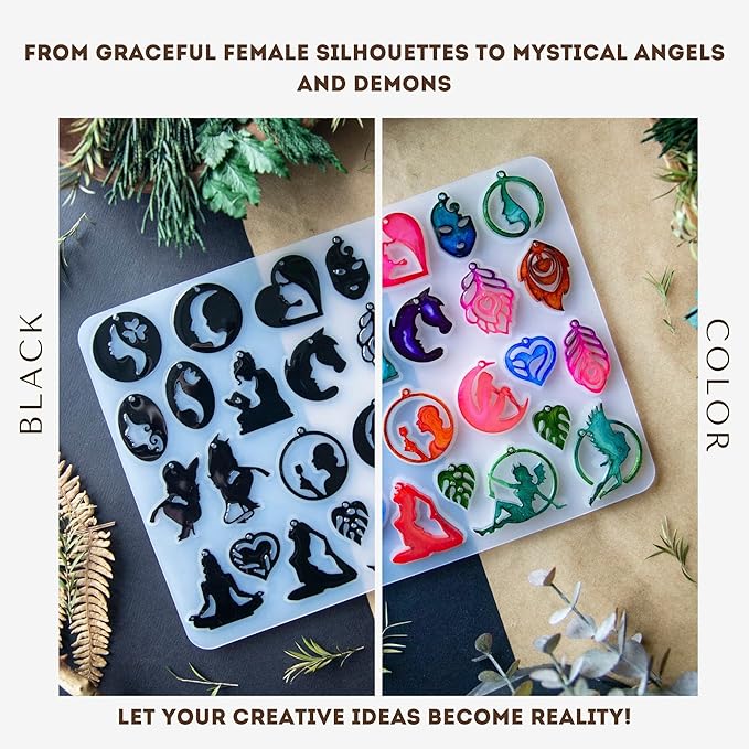 Keychain Resin Molds Silicone with Hole, UV Resin Jewelry Mold, Epoxy Resin Molds for Keychain Pendant Jewelry Making Molds for Epoxy Resin Earring Mold, Earrings, Necklace