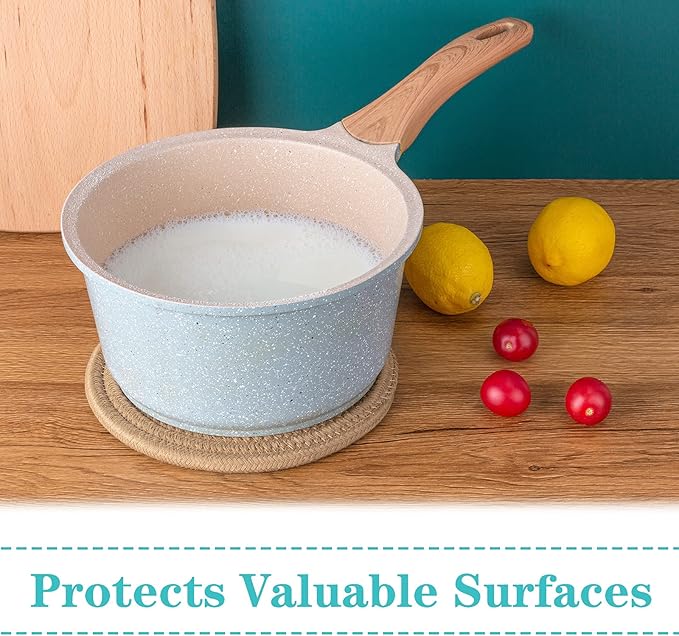Trivets for Hot Dishes, Pots and Pans, 8 Inches Hot Pads 5 Pcs, Pot Holders for Kitchen, Heat Resistant Mat Protect Counter, Coasters Set Home Essentials Farmhouse Decor (Khaki)