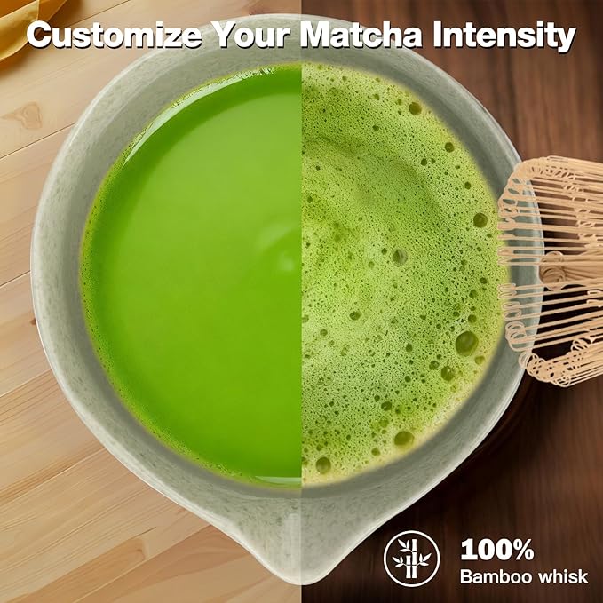 Matcha Whisk Set, 8-Piece Ceramic Japanese Matcha Bowl & Accessories Kit for Traditional Tea Ceremony, Home Use & Gifts(Green)