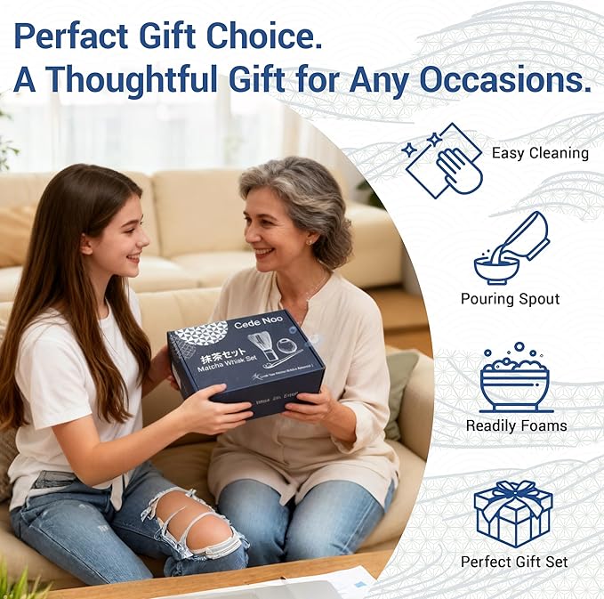 Matcha Whisk Set, Japanese Tea Ceremony Kit, 18oz Spout Bowl, Bamboo Whisk Scoop, Ceramic Holder Sifter Towel,7 pcs Matcha Tea Kit for Matcha Lovers, Christmas, Birthday Gift(Sky Blue)
