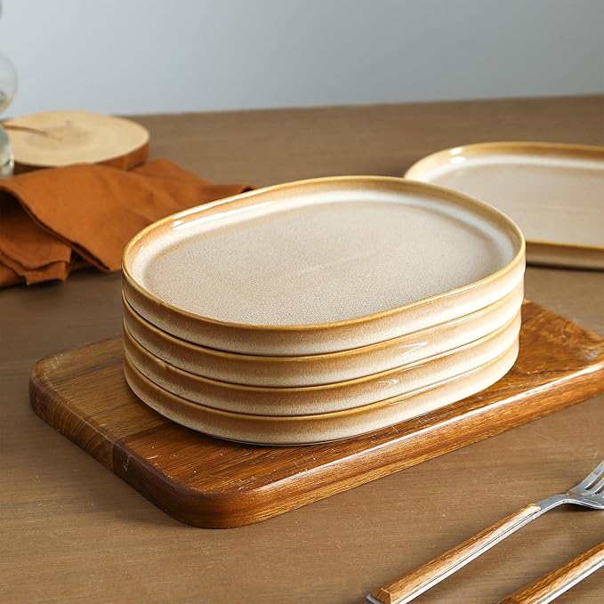 Stone Lain Cairo 24-Piece Dinnerware Set Stoneware, Plates and Bowls Set, Microwave and Dishwasher Safe, Includes Dinner and Salad Plates, Cereal Bowls, Dishes for 8, Sand