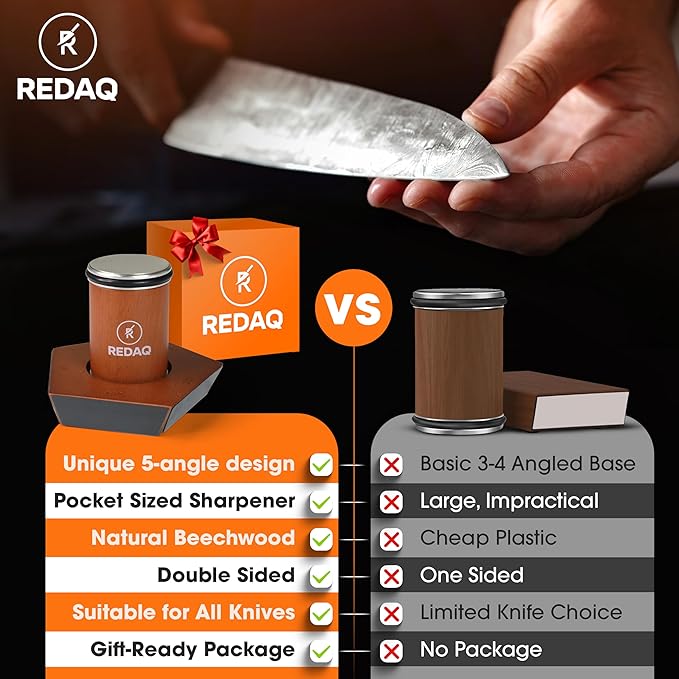 Rolling Knife Sharpener – Restore Dull Knives Quickly with 5 Magnetic Angles (12°–25°), Diamond & Corundum Discs, Safe, Stable and Easy for Home & Professional Chefs