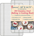 Cooling Racks for Cooking and Baking - 10"x14.75" Oven Safe Premium Stainless Steel Heavy Duty Baking Rack Tight-Wire, Fits Jelly Roll Pan Rack for Roasting & Grilling & Cooking - Set of 2