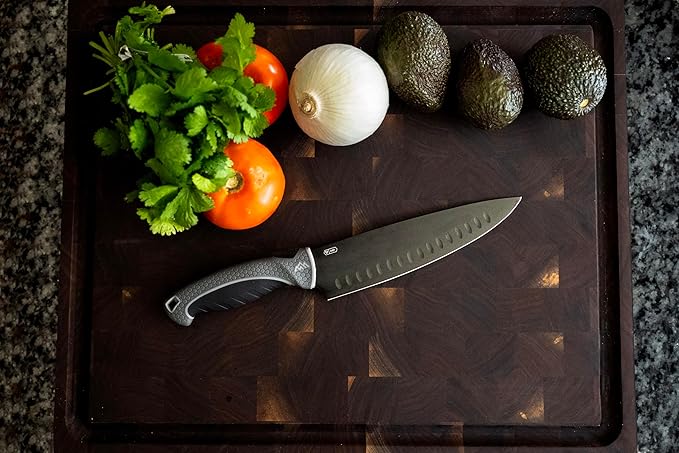 OUTDOOR EDGE ErgoMax Chef Selection Knife Set - Includes Chef, Santoku & Kitchen Serrated Utility Knife, Great for Cooking, Meal Prep & Home Kitchens