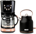 HADEN Heritage 1.7 Liter Stainless Steel Electric Kettle Bundled with 12 Cup Drip Coffee Maker, Coffee Machine with Auto Shut-Off, Black & Copper