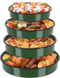 Enamel Round Baking Cake Pans Set Roasting Dish 4-Pack 9/10/12/14 Inch Non Stick Large Cookware for Cake Bread Pie Pizza Turkey Steak, Non-Toxic Carbon Steel Oven Dishwasher Safe Thanksgiving Bakeware