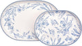 Bico Blue Garden Toile De Jouy 16 plus 12 inch Oval Platters Set, Set of 2, Microwave and Dishwasher Safe, for Serving Fish, Chicken, Turkey