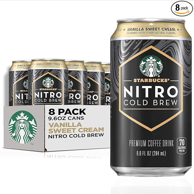 Starbucks Nitro Cold Brew, Vanilla Sweet Cream 9.6 fl oz Can (8 Pack) (Packaging May Vary)