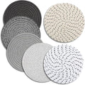 Trivets for Hot Dishes, Pots and Pans, 8 Inches Hot Pads 6 Pcs, Pot Holders for Kitchen, Heat Resistant Mat Protect Counter, Coasters Set Home Essentials Farmhouse Decor (Mix Gray)