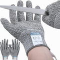 Dowellife 3 Pairs Cut Resistant Gloves Food Grade Level 5 Protection, Safety Kitchen Cuts Gloves for Mandolin Slicing, Fish Fillet, Oyster Shucking, Meat Cutting and Wood Carving (Black Gray, Small)