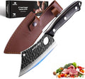 Mossy Oak Meat Cleaver Knife, Butcher Knife with Genuine Leather Sheath, Hand Forged Kitchen Knife Full Tang Handle for Meat and Vegetable Cutting, Outdoor Cooking and Camping