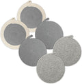 Encasa XO Round Trivet Mats for Hot Dishes with Hanging Loop | Grey Combo - Set of 6 with 7 inch Diameter | Cotton Round Thick Heat Resistant Pot Holders | Use Hot Pads Plate Mats for Hot Pots & Pans