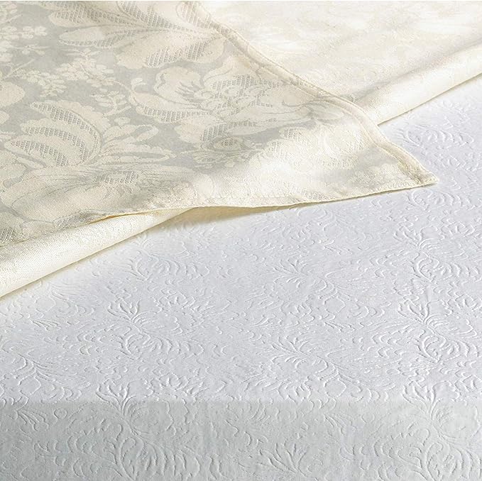 Home Bargains Plus Quilted Heavy Duty Table Pad Protector with Flannel Backing, Cut to Fit, Heat Resistant, Wipe Clean, Protects Table from Spills and Scratches, White, 52” x 108” Rectangle