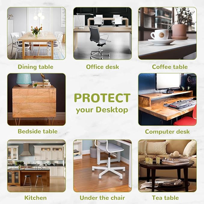 38 x 61 Inch Clear Table Cover Protector, Clear Table Protector for Dining Room Table, 1.5mm Plastic Table Cover, Waterproof Table Pad for Kitchen, Office