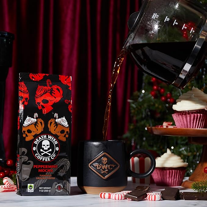 Death Wish Coffee - Peppermint Mocha Flavored Ground Coffee (18 Ounce)