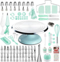 Cake Decorating Kit, 138pcs Cake Decorating Supply with 12 Inch Aluminium Cake Turntable, 64 Numbered Icing Piping Tips, 2 Spatulas, 3 Icing Comb Scraper and Leveller, Piping Bags,cake decorating tool