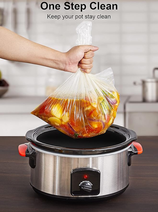 SMARTAKE Slow Cooker Liners, Extra Large Size 14"x 22" Disposable Cooking Bags, Fit 6QT to 10QT for Slow Cooker, Cooking Trays, Suitable for Oval & Round Pots, 60 Liners